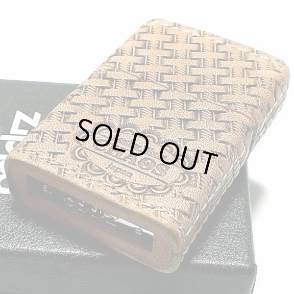 画像4: ZIPPO ライター 革巻き ジッポ バスケットスタンプ 4面彫刻 おしゃれ カオス Leather Works 牛本革 ハンドメイド かっこいい 皮 メンズ ブランド プレゼント (4)