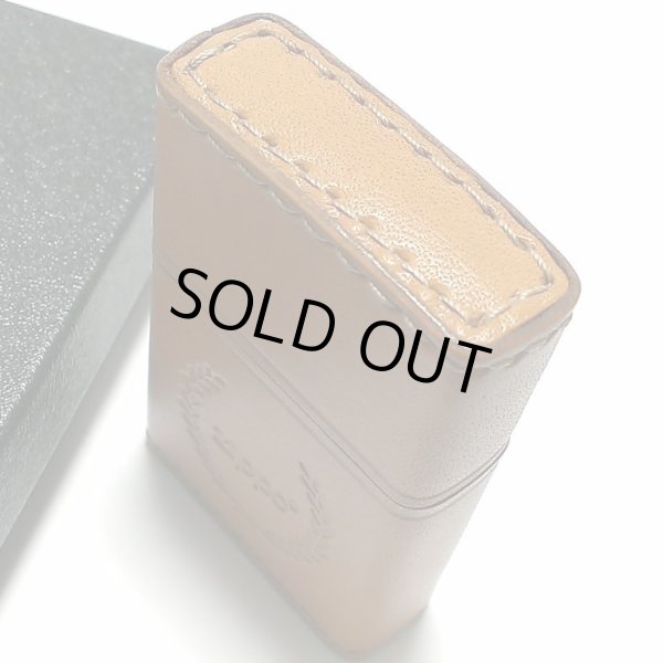 画像5: ZIPPO 革巻き ジッポ ライター ライトブラウン ロゴデザイン レザー キャメル シンプル 本牛革 薄茶 かっこいい 皮 メンズ 渋い ギフト プレゼント (5)