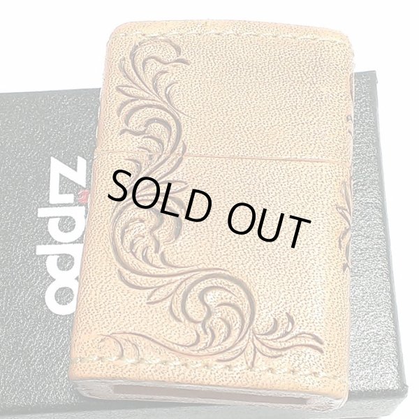 画像2: ZIPPO ライター 革巻き ジッポ 唐草 3面彫刻 おしゃれ カオス Leather Works 牛本革 ハンドメイド かっこいい 皮 メンズ ブランド ギフト (2)