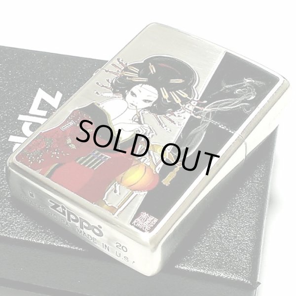 画像4: ZIPPO ライター 煙管と女 和柄 ジッポ アンティーク シルバー燻し キセルレディ かわいい ジッポー メンズ レディース ギフト おしゃれ プレゼント (4)