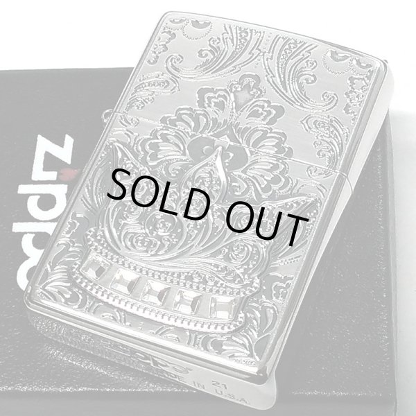 画像6: ZIPPO 限定 ジッポ ライター クラウン エッチング彫刻 シリアルナンバー入り アンティークシルバー 燻し加工 おしゃれ スワロフスキー 王冠 銀 ラインストーン かっこいい メンズ プレゼント ギフト (6)