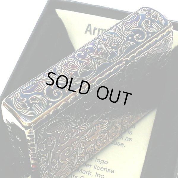 画像6: ZIPPO 限定 アーマー アラベスク ５面彫刻 オーロラゴールド 金鍍金 いぶし加工 ジッポ ライター シリアルナンバー入り 唐草 リーフ 両面コーナーリューター加工 銀 かっこいい 重厚 高級 美しい メンズ ギフト プレゼント (6)