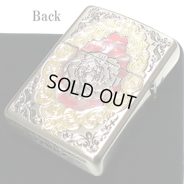 画像3: ZIPPO アーマー バタフライ ローズ 限定 重厚 ジッポ ライター シリアルNo入り 両面加工 シルバー バラ レッド 貝貼り おしゃれ 赤 蝶々 ギフト プレゼント 薔薇 蝶 メンズ レディース (3)