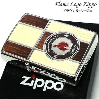 ZIPPO 炎 フレーム ロゴ ジッポ ライター 木目調 ファイヤー