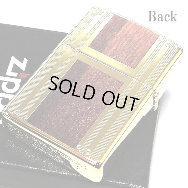 画像3: ZIPPO ダブルライン ニッケルメッキ 両面加工 エッチング ジッポ ライター ゴールド ブラウン かっこいい ロゴ おしゃれ ギフト プレゼント メンズ 木目調 渋い (3)