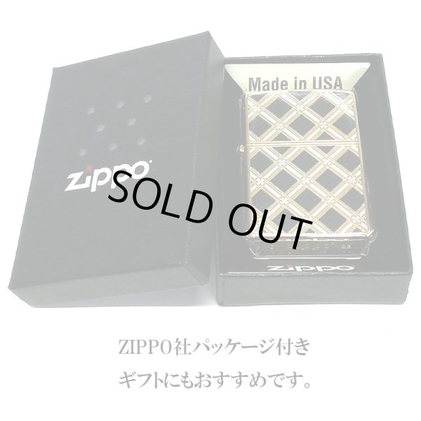 画像8: ZIPPO ライター ダイアモンドパターン ゴールド＆ブラック ジッポ 金タンク 両面加工 黒 エッチング彫刻 かっこいい おしゃれ メンズ ギフト プレゼント (8)