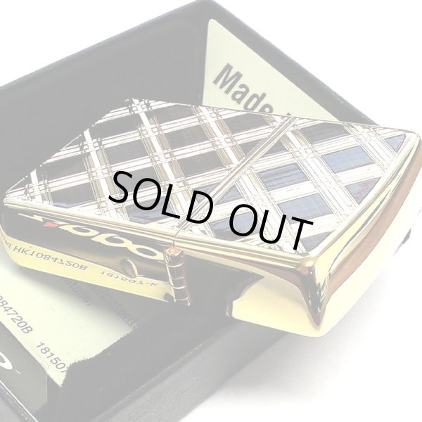 画像5: ZIPPO ライター ダイアモンドパターン ゴールド＆ブラック ジッポ 金タンク 両面加工 黒 エッチング彫刻 かっこいい おしゃれ メンズ ギフト プレゼント (5)