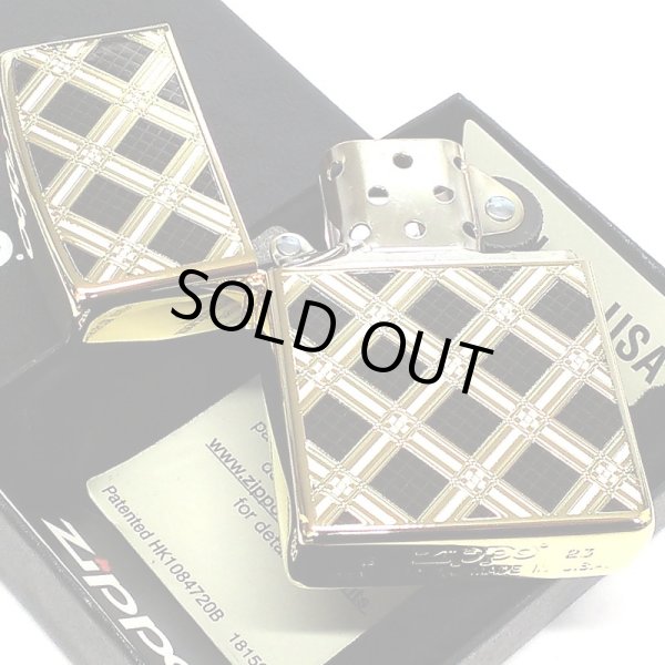 画像7: ZIPPO ライター ダイアモンドパターン ゴールド＆ブラック ジッポ 金タンク 両面加工 黒 エッチング彫刻 かっこいい おしゃれ メンズ ギフト プレゼント (7)