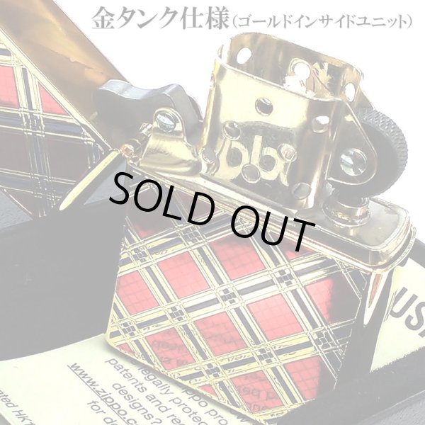 画像4: ZIPPO ダイアモンドパターン ジッポ ライター ゴールド＆レッド 金タンク 赤 両面加工 彫刻 かっこいい おしゃれ メンズ ギフト プレゼント (4)