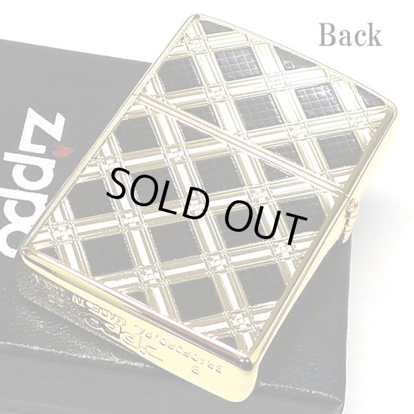 画像3: ZIPPO ライター ダイアモンドパターン ゴールド＆ブラック ジッポ 金タンク 両面加工 黒 エッチング彫刻 かっこいい おしゃれ メンズ ギフト プレゼント (3)