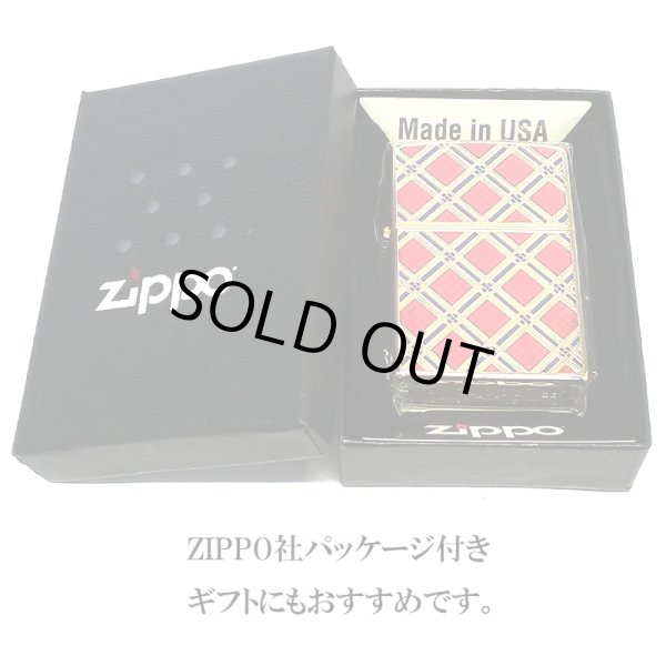 画像8: ZIPPO ダイアモンドパターン ジッポ ライター ゴールド＆レッド 金タンク 赤 両面加工 彫刻 かっこいい おしゃれ メンズ ギフト プレゼント (8)