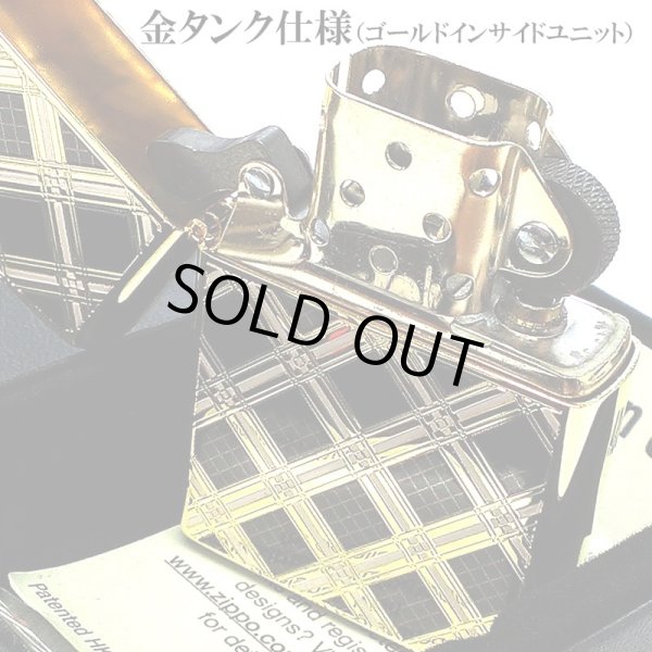画像4: ZIPPO ライター ダイアモンドパターン ゴールド＆ブラック ジッポ 金タンク 両面加工 黒 エッチング彫刻 かっこいい おしゃれ メンズ ギフト プレゼント (4)