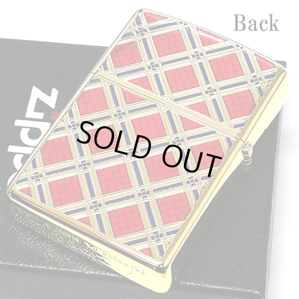 画像3: ZIPPO ダイアモンドパターン ジッポ ライター ゴールド＆レッド 金タンク 赤 両面加工 彫刻 かっこいい おしゃれ メンズ ギフト プレゼント (3)