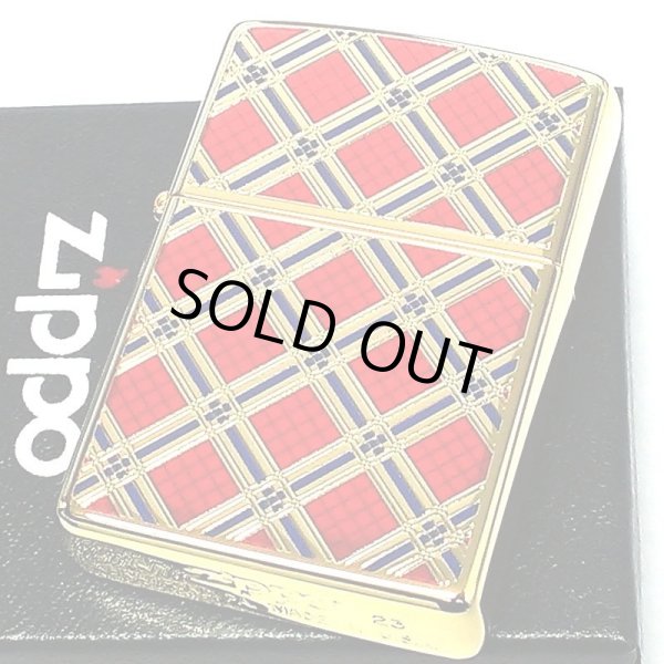 画像2: ZIPPO ダイアモンドパターン ジッポ ライター ゴールド＆レッド 金タンク 赤 両面加工 彫刻 かっこいい おしゃれ メンズ ギフト プレゼント (2)