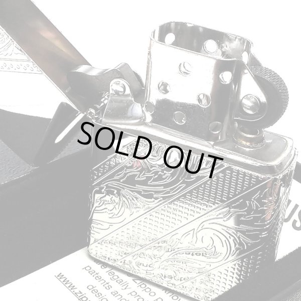 画像4: ZIPPOライター アラベスク 4面彫刻 鏡面プラチナ シルバー ジッポ 銀 高級 唐草 かっこいい おしゃれ メンズ 父の日 ギフト プレゼント (4)