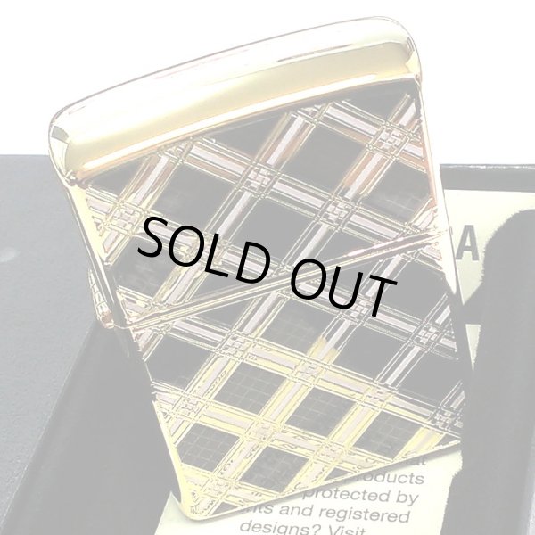 画像6: ZIPPO ライター ダイアモンドパターン ゴールド＆ブラック ジッポ 金タンク 両面加工 黒 エッチング彫刻 かっこいい おしゃれ メンズ ギフト プレゼント (6)