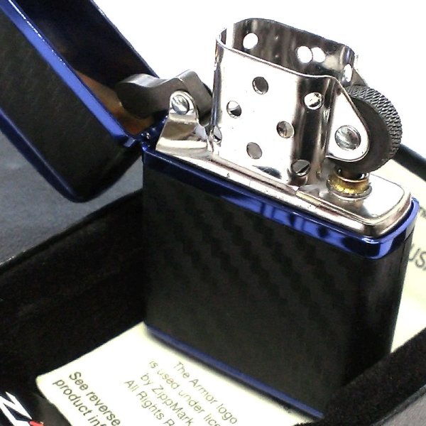 画像4: ZIPPO ライター アーマー カーボン ジッポ おしゃれ ブルーイオンコーティング 4面連続加工 ブラック シンプル 黒 青 かっこいい メンズ シンプル 父の日 ギフト プレゼント (4)