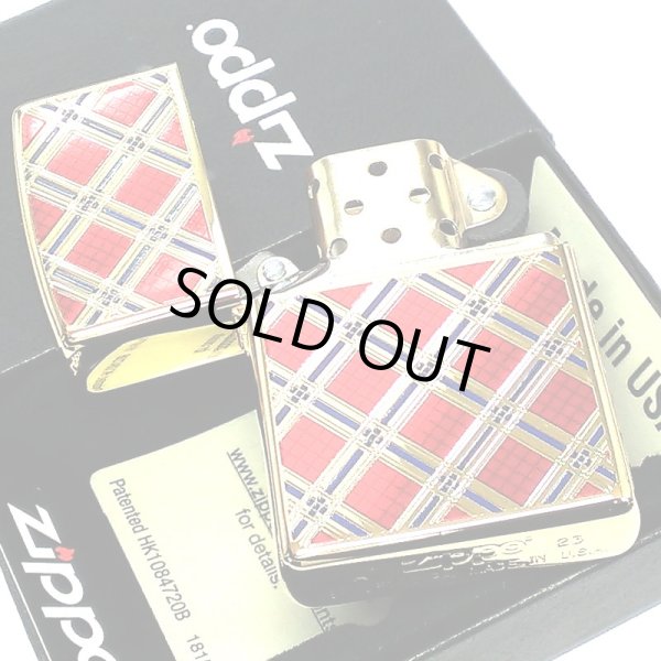 画像7: ZIPPO ダイアモンドパターン ジッポ ライター ゴールド＆レッド 金タンク 赤 両面加工 彫刻 かっこいい おしゃれ メンズ ギフト プレゼント (7)