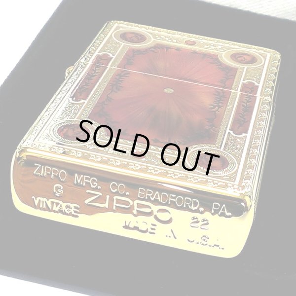 画像5: ZIPPO 1937レプリカ フラットトップ ファンタジーブック おしゃれ ゴールド&レッド ジッポ ライター かっこいい 5面加工 エッチング彫刻 金赤 金タンク メンズ プレゼント ギフト (5)