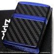 画像1: ZIPPO ライター アーマー カーボン ジッポ おしゃれ ブルーイオンコーティング 4面連続加工 ブラック シンプル 黒 青 かっこいい メンズ シンプル 父の日 ギフト プレゼント (1)