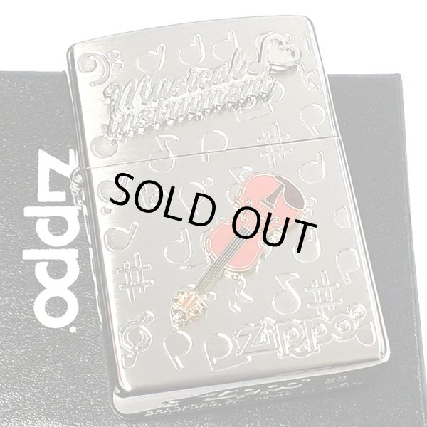 画像2: ZIPPO ライター バイオリンメタル 楽器 ジッポ かわいい シルバー 両面加工 ハート 音符 可愛い ホワイトニッケル 銀 おしゃれ メンズ レディース プレゼント ギフト (2)
