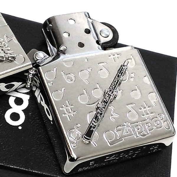 画像4: ZIPPO ライター 楽器 かわいい オーボエ メタル ジッポ ロゴ シルバー 可愛い 両面加工 ハート 音符 ホワイトニッケル 銀 おしゃれ メンズ レディース プレゼント ギフト (4)