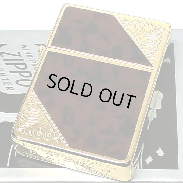 画像2: ZIPPO 1935 復刻レプリカ ベネチアン ジッポ ライター ゴールド＆ブラウン 茶 クラシック アラベスク 両面加工 マーブル柄 金タンク かっこいい ギフト メンズ プレゼント (2)