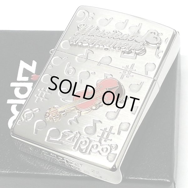 画像5: ZIPPO ライター バイオリンメタル 楽器 ジッポ かわいい シルバー 両面加工 ハート 音符 可愛い ホワイトニッケル 銀 おしゃれ メンズ レディース プレゼント ギフト (5)