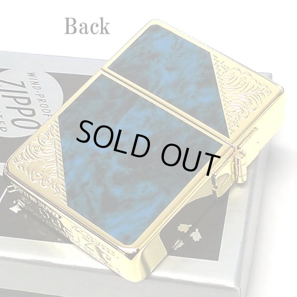 画像3: ZIPPO 1935 復刻レプリカ ベネチアン ジッポ ライター ブルー クラシック アラベスク 両面加工 マーブル柄 金タンク かっこいい メンズ プレゼント ギフト (3)