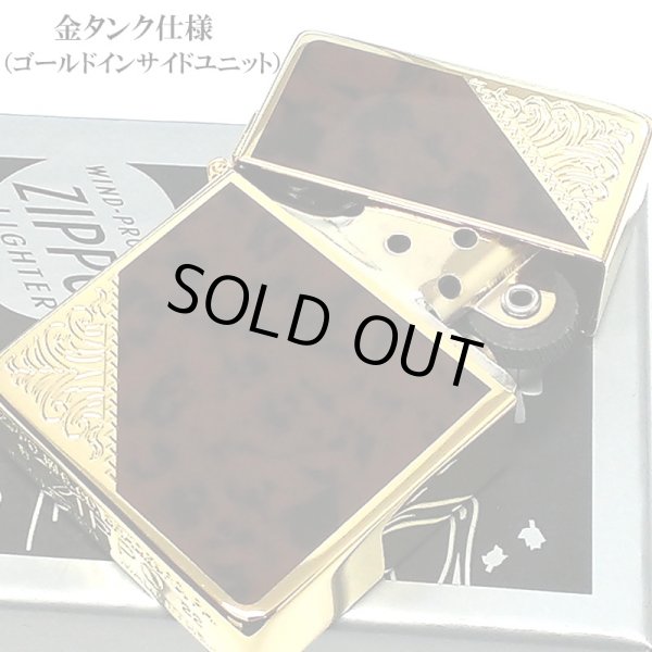 画像4: ZIPPO 1935 復刻レプリカ ベネチアン ジッポ ライター ゴールド＆ブラウン 茶 クラシック アラベスク 両面加工 マーブル柄 金タンク かっこいい ギフト メンズ プレゼント (4)
