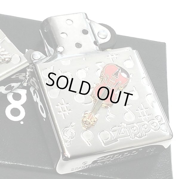 画像4: ZIPPO ライター バイオリンメタル 楽器 ジッポ かわいい シルバー 両面加工 ハート 音符 可愛い ホワイトニッケル 銀 おしゃれ メンズ レディース プレゼント ギフト (4)