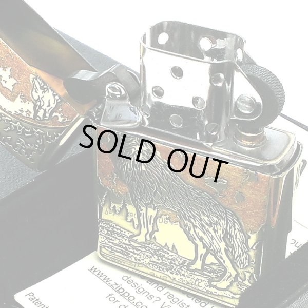 画像5: ZIPPO 狼 かっこいい ウルフデザイン ジッポ ライター 彫刻 オオカミ WOLF DESIGN アンティークゴールド 珍しい メンズ 真鍮メッキ 金燻し おしゃれ ギフト プレゼント (5)