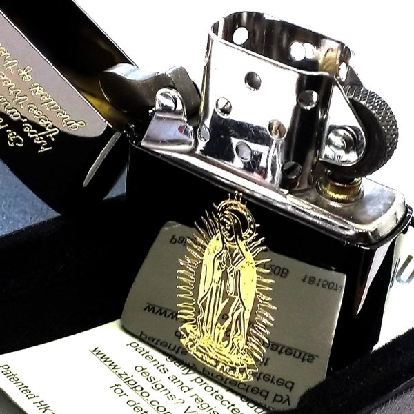 画像4: ZIPPO マリア ジッポ ライター ブラックニッケル 黒金 Maria 彫刻 御守り かっこいい 聖母マリア様 おしゃれ 金差し メンズ ゴールド レディース ギフト プレゼント (4)