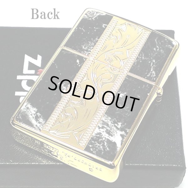 画像3: ZIPPO ライター アラベスク＆黒大理石 Marble＆Engrave 金タンク ゴールド＆ブラック ジッポ 彫刻 両面加工 黒金 かっこいい おしゃれ メンズ ギフト プレゼント (3)