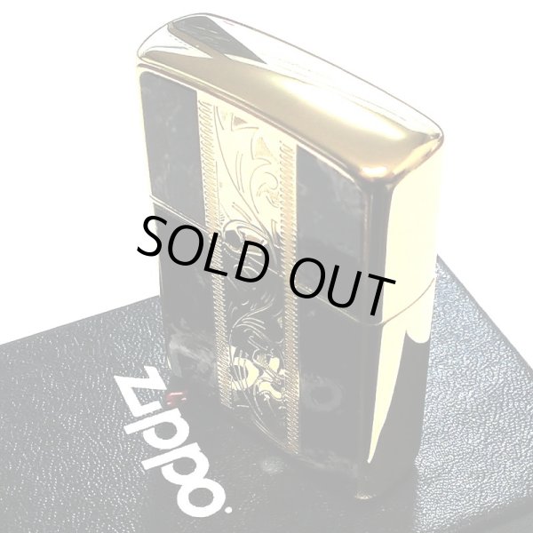 画像5: ZIPPO ライター アラベスク＆黒大理石 Marble＆Engrave 金タンク ゴールド＆ブラック ジッポ 彫刻 両面加工 黒金 かっこいい おしゃれ メンズ ギフト プレゼント (5)