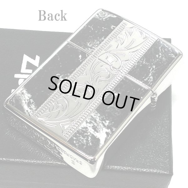 画像3: ZIPPO かっこいい アラベスク＆黒大理石 ジッポ ライター Marble＆Engrave シルバー＆ブラック 彫刻 両面加工 黒銀 おしゃれ メンズ ギフト プレゼント (3)