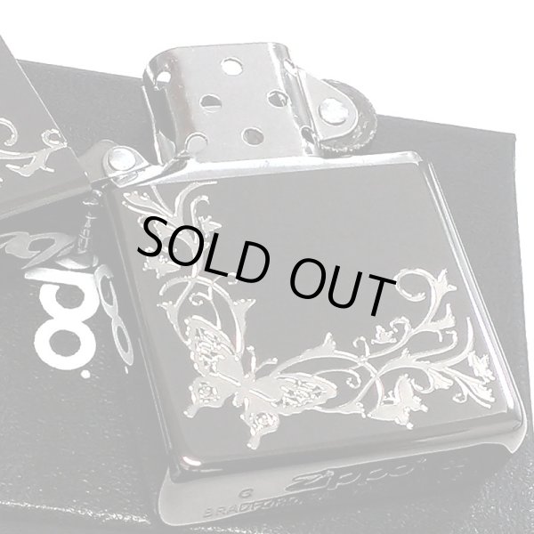 画像4: ZIPPO ライター バタフライ ジッポ ロゴ ブラックニッケル 蝶 可愛い 銀差し かわいい おしゃれ 黒 女性 レディース ギフト プレゼント (4)