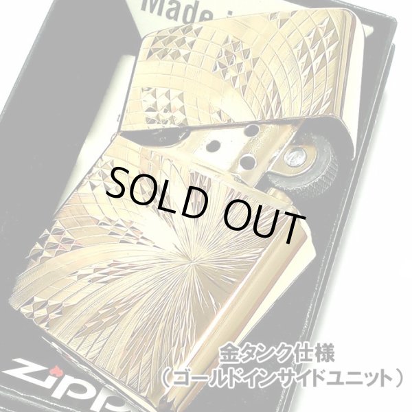 画像2: ZIPPO ライター ダイヤモンドカット スパイラル ジッポ K24 純金メッキ 彫刻 金タンク 両面加工 メンズ かっこいい ジッポー ギフト プレゼント (2)