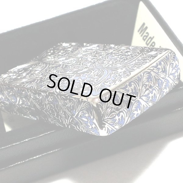 画像5: ZIPPO スプレンダー イオンブルー ジッポ ライター アラベスク模様 5面加工 彫刻 シルバー鍍金差し 青 かっこいい おしゃれ レディース メンズ ギフト プレゼント (5)