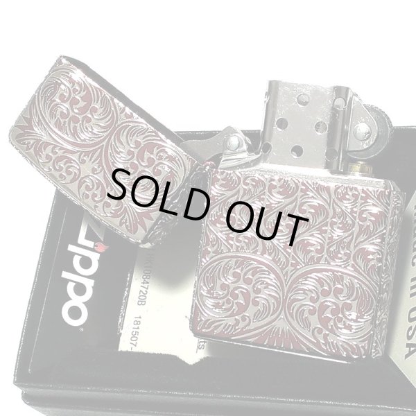 画像4: ZIPPO ライター スプレンダー イオンレッド アラベスク模様 ジッポ 5面加工 彫刻 シルバー鍍金差し かっこいい おしゃれ レディース メンズ ギフト プレゼント (4)