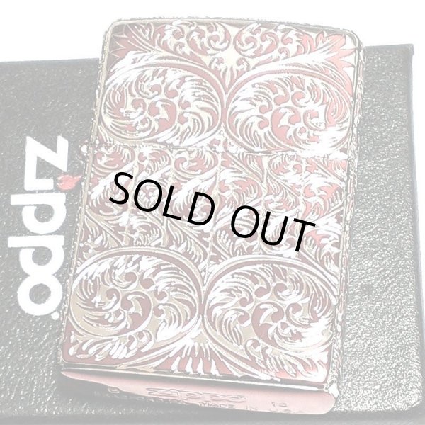 画像2: ZIPPO ライター スプレンダー イオンレッド アラベスク模様 ジッポ 5面加工 彫刻 シルバー鍍金差し かっこいい おしゃれ レディース メンズ ギフト プレゼント (2)