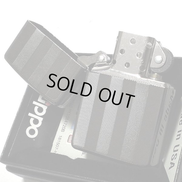 画像4: ZIPPO ライター かっこいい スーパーファインエッチング ヘリンボーン柄 ブラックニッケル ジッポ 両面加工 黒 シンプル メンズ プレゼント ギフト (4)