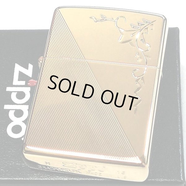 画像2: ZIPPO ライター 手彫り彫刻 リーフ 金タンク ジッポ ゴールド K24 おしゃれ ハンドカット 金メッキ シンプル メンズ レディース ギフト プレゼント (2)