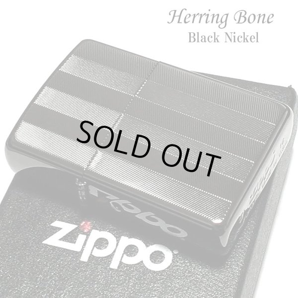 画像1: ZIPPO ライター かっこいい スーパーファインエッチング ヘリンボーン柄 ブラックニッケル ジッポ 両面加工 黒 シンプル メンズ プレゼント ギフト (1)