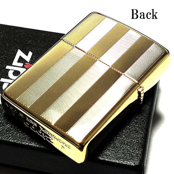画像4: ZIPPO ライター スーパーファインエッチング ヘリンボーン柄 ゴールド ジッポ 金タンク かっこいい 両面加工 シンプル メンズ ギフト プレゼント (4)