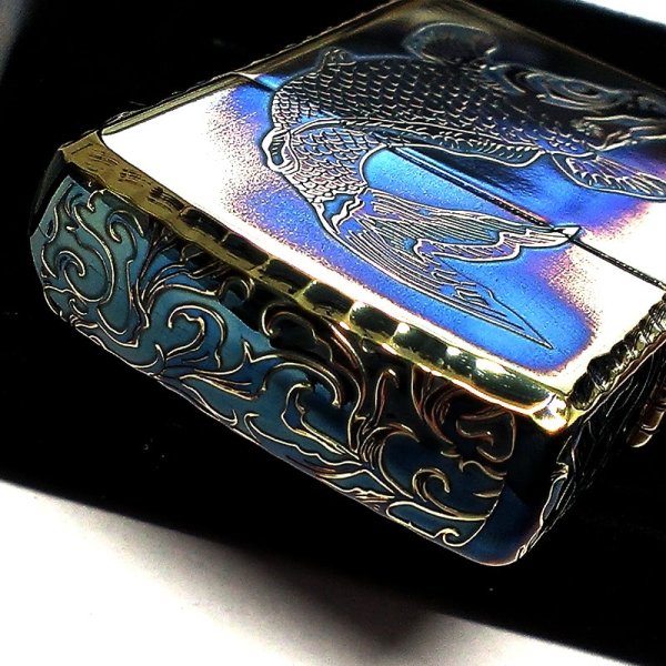 画像7: ZIPPO アーマー 唐草 鯉 ジッポ ライター アラベスク ゴールド 5面彫刻 金タンク いぶし加工 重厚 コーナーリューター 燻し仕上げ かっこいい 渋い メンズ 高級 ギフト プレゼント (7)