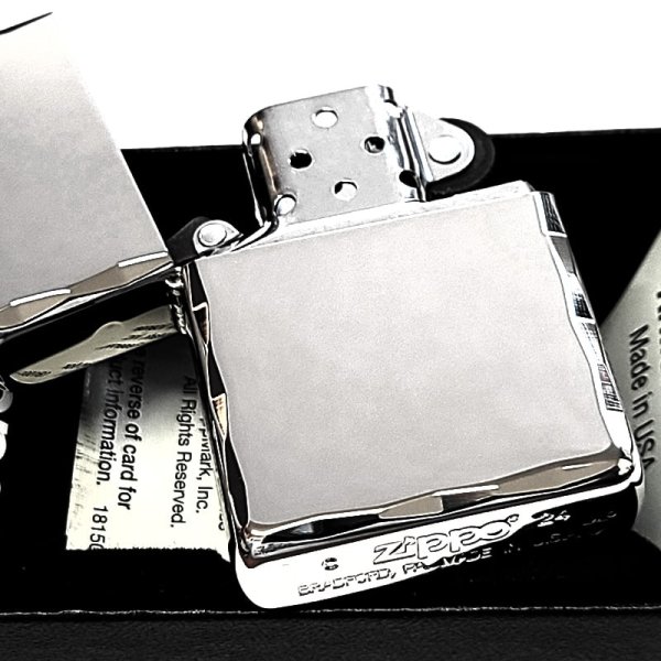 画像5: ZIPPO アーマー ジッポ ライター 鏡面プラチナシルバー シャインレイ 重厚モデル 両面コーナー彫刻 シンプル かっこいい メンズ ギフト プレゼント (5)