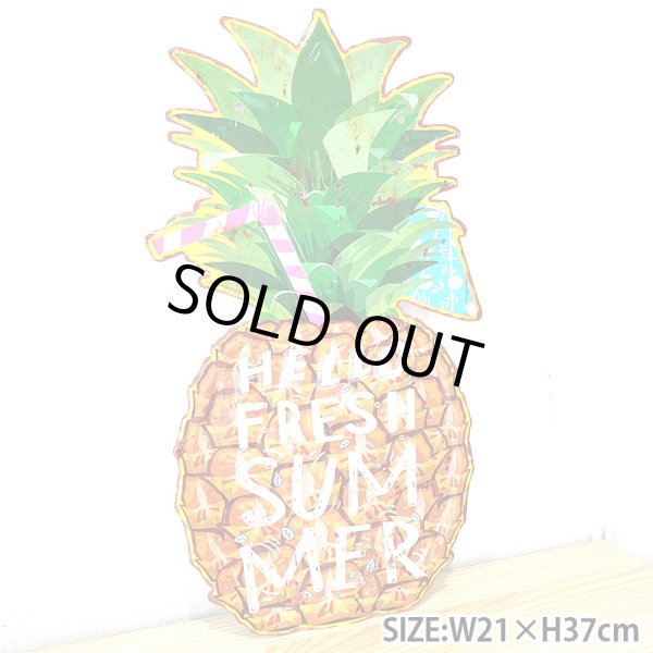 画像2: ブリキ看板 可愛い ビンテージ Pineapple Summer パイナップル ジュース アンティーク ガレージ プレート 壁飾り アメリカン 雑貨 インテリア おしゃれ かわいい サーファー カフェ 店舗 (2)