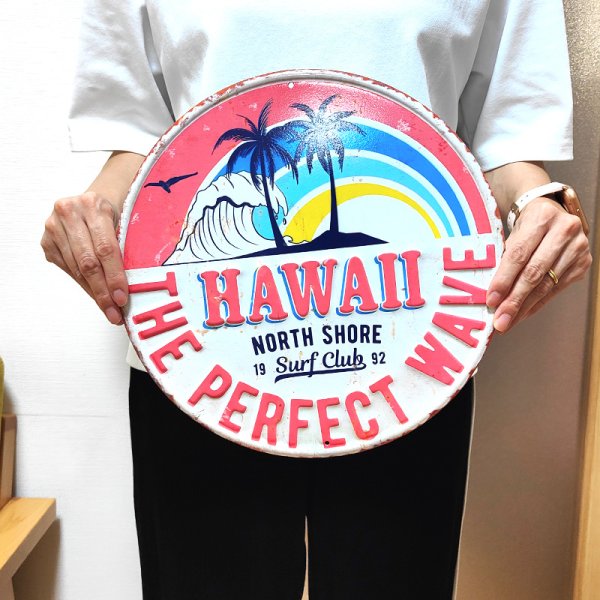画像6: ブリキ看板 かわいい ハワイ ビンテージ THE PARFECT WAVE ヤシの木 ビーチ 海 アンティーク ガレージ プレート 壁飾り 可愛い アメリカン 雑貨 インテリア おしゃれ サーファー カフェ 店舗 (6)