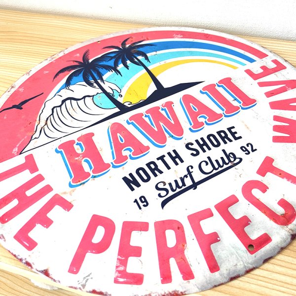 画像4: ブリキ看板 かわいい ハワイ ビンテージ THE PARFECT WAVE ヤシの木 ビーチ 海 アンティーク ガレージ プレート 壁飾り 可愛い アメリカン 雑貨 インテリア おしゃれ サーファー カフェ 店舗 (4)